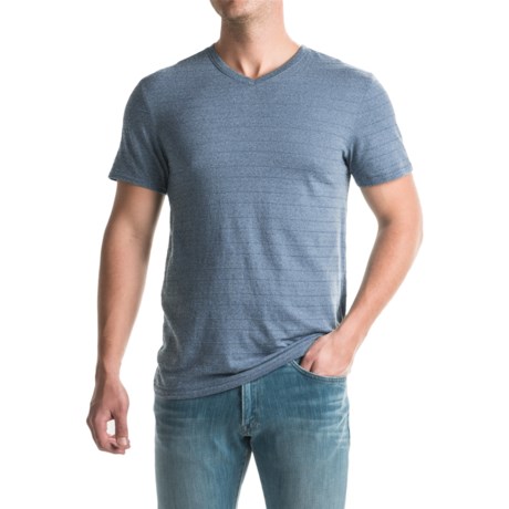 Specially made Shadow Stripe Knit T-Shirt - V-Neck, Short Sleeve (For Men)