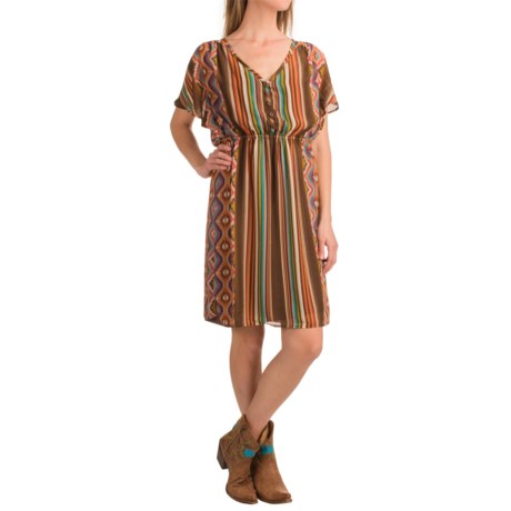 Stetson Aztec Serape Printed Chiffon Dress - Short Sleeve (For Women)