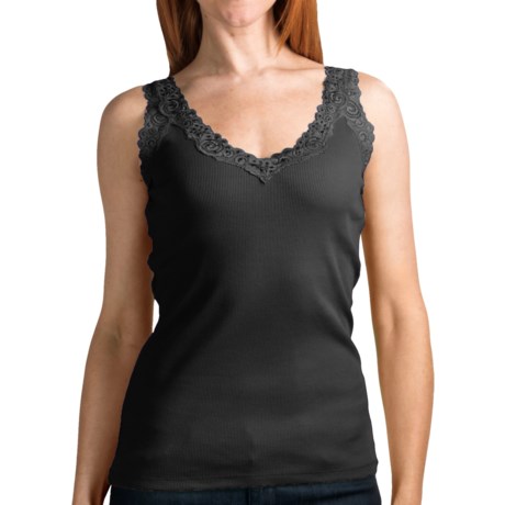 August Silk Options Lace Trim Camisole - V-Neck (For Women)