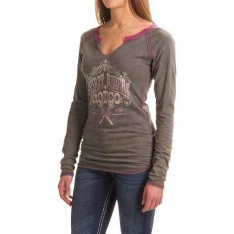 Panhandle Distressed Graphic and Rhinestone Shirt - Long Sleeve (For Women)