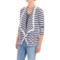 Lilla P Stripe Flame Cardigan Sweater - Pima Cotton-Modal, Open Front, 3/4 Sleeve (For Women)