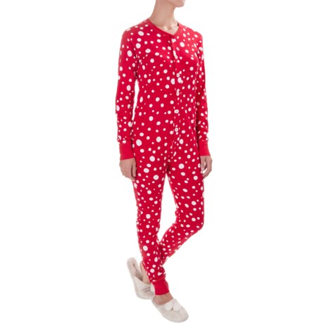 Little Blue House Holiday Patterned Union Suit Pajamas (For Women)