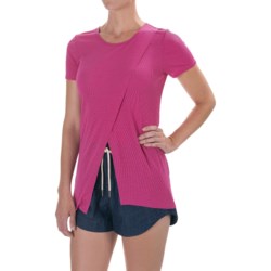 Kensie Slubby Ribbed Shirt - Crossover Front, Short Sleeve (For Women)