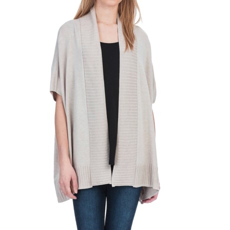 Lilla P Open Shawl Cardigan Sweater - Cotton-Modal, Short Sleeve (For Women)