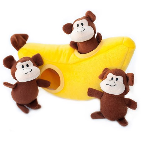 ZippyPaws Zippy Burrow Monkey ‘n Banana Dog Toy