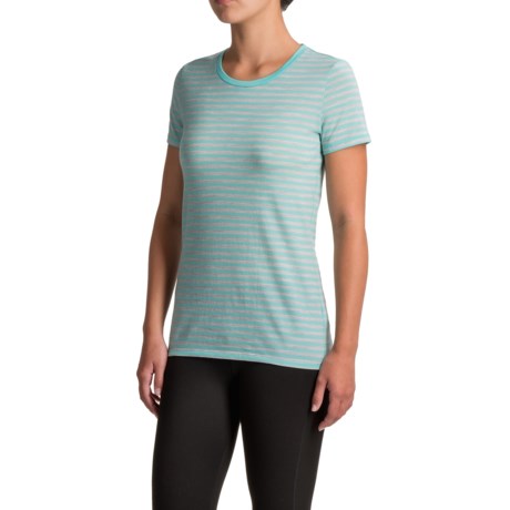 Icebreaker Tech Lite Stripe Shirt - Merino Wool, Short Sleeve (For Women)