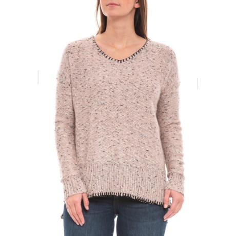 CG Cable & Gauge Drop-Shoulder High-Low Sweater (For Women)