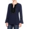 August Silk Velvet Applique Shirt - Long Sleeve (For Women)