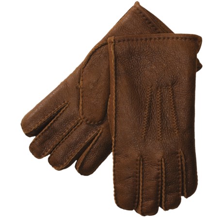 Aston Leather Top-Stitched Gloves - Shearling (For Men)