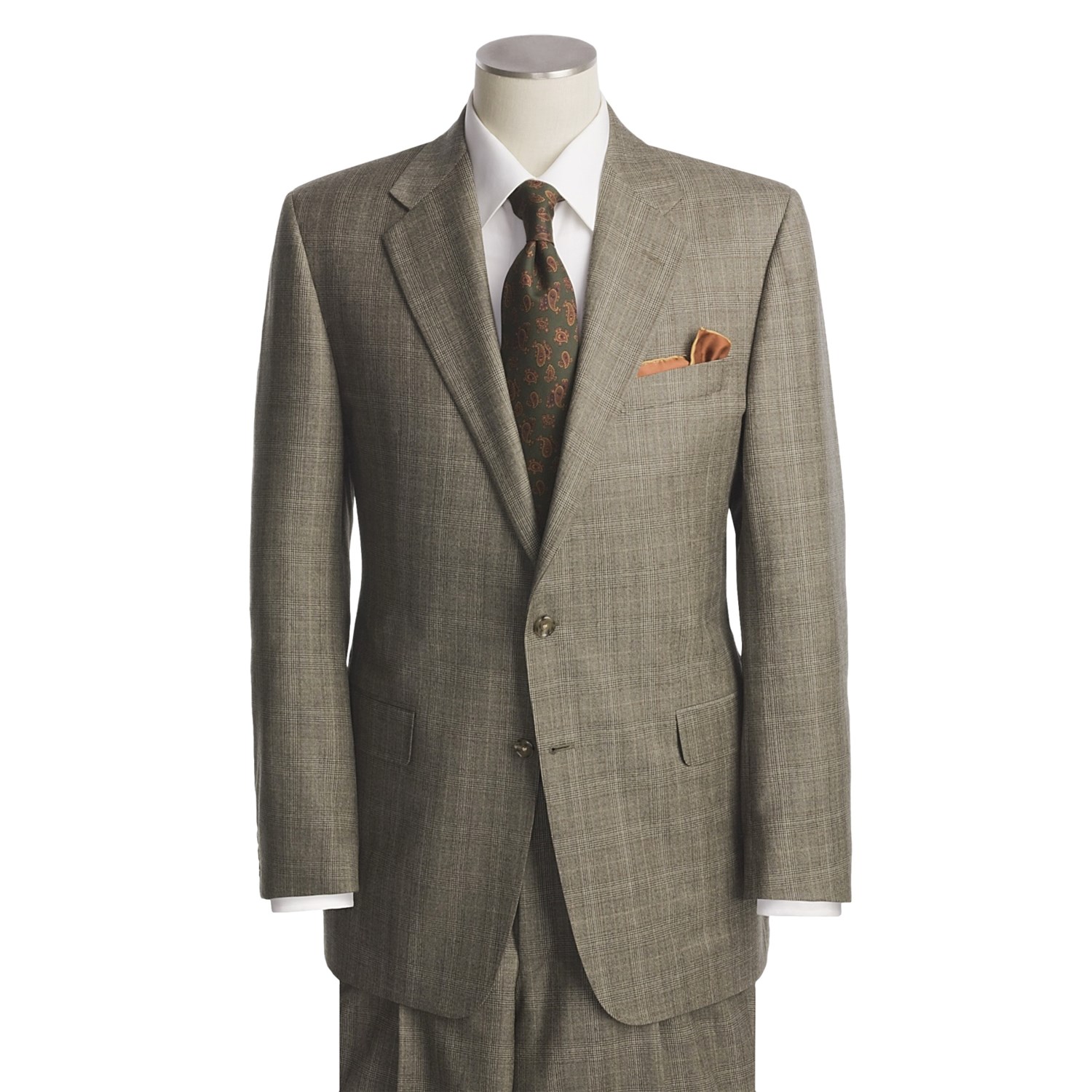 Hickey Freeman Light Brown Plaid Suit (For Men) 2966X