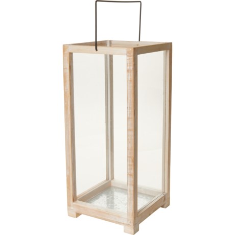 Three Hands Glass and Wood Table Top Lantern - 19x8.5x8.5”