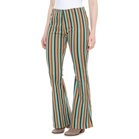 Rock & Roll Cowgirl Striped Pull-On Flared Jeans