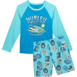 Hurley Little Boys Rash Guard and Boardshorts Set - UPF 50+, Long Sleeve