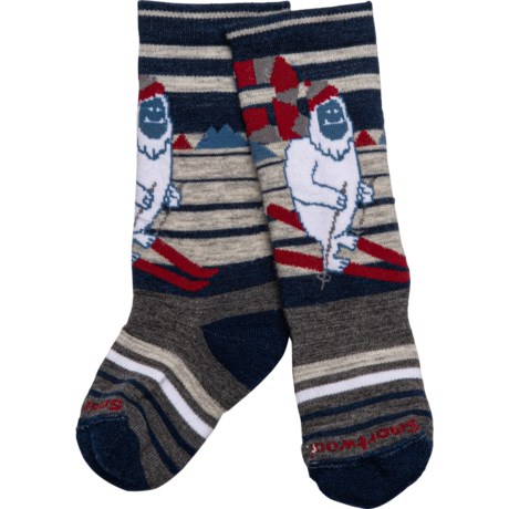 SmartWool Boys and Girls Wintersport Full Cushion Yeti Pattern Socks - Merino Wool, Over the Calf