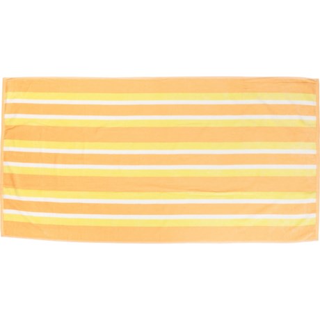 Great Bay Home Maui Starfish Stripe Velour Beach Towel - 450 gsm, 30x60”, Orange-Yellow