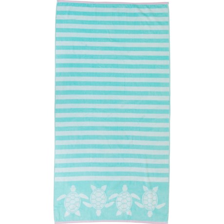 Great Bay Home Turtle Velour Beach Towel - 450 gsm, 30x60”, Seafoam