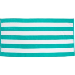 Great Bay Home Stripe Velour Beach Towel - 450 gsm, 30x60”, Teal Green