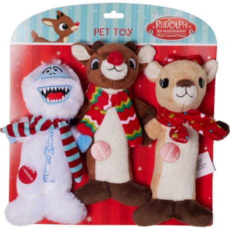 Animal Adventure Rudolph, Bumble and Clarice Tubular Dog Toys - 3-Pack, Squeaker