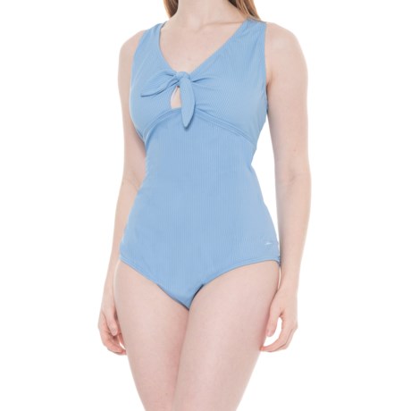 Speedo Ribbed Tie-Front One-Piece Swimsuit - UPF 50+