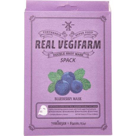 FORTHESKIN Super Food Real VegiFarm Double-Shot Blueberry Face Mask - 5-Pack