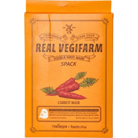 FORTHESKIN Super Food Real VegiFarm Double-Shot Carrot Face Mask - 5-Pack