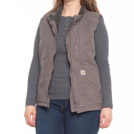 Carhartt 104224 Washed Duck Mock Neck Vest - Sherpa Lined, Factory Seconds