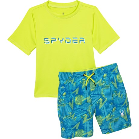 Spyder Little Boys Space Junk Sun Shirt and Swim Shorts Set - UPF 30+, Short Sleeve