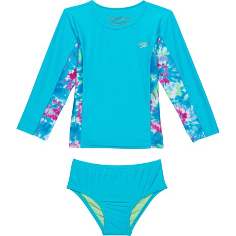 Speedo Toddler Girls Rash Guard and Bikini Bottoms Set - UPF 50+, Long Sleeve