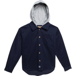 Bearpaw Big Boys Twill Woven Shirt with Knit Hood - Long Sleeve