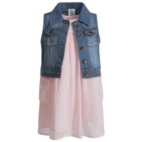 Artisan NY Dress and Denim Vest Set - Sleeveless (For Toddler Girls)