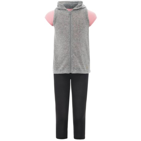 Harmony and Balance Hoodie Vest, T-Shirt and Leggings Set - 3-Piece, Short Sleeve (For Big Girls)