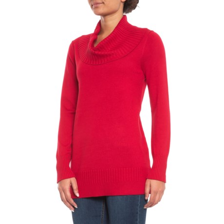 Cable & Gauge Ribbed Cowl Neck Tunic Sweater (For Women)