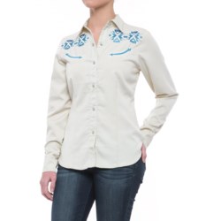 Roper Old West Blue Aztec Embroidery Shirt - Snap Front, Long Sleeve (For Women)