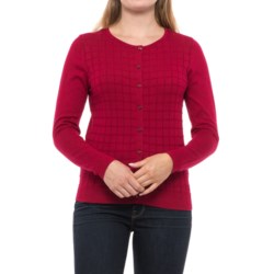 August Silk Windowpane Textured Cardigan Sweater (For Women)