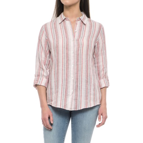 Jones NY Yarn-Dyed Stripe Linen Shirt - Long Sleeve (For Women)