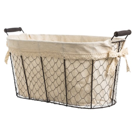 Cheung's Rattan Linen-Lined Wire Basket - Extra Large