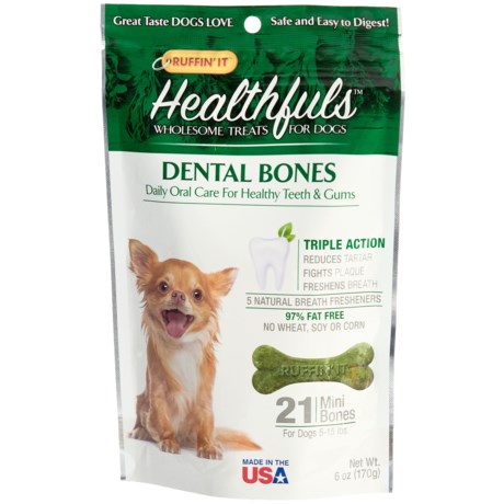 Ruffin’ It Healthfuls Dental Dog Bones - Mini, 21-Count