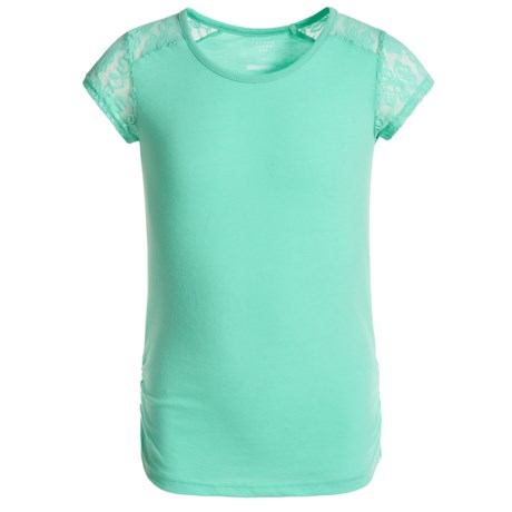 French Toast Lace Shoulder T-Shirt - Short Sleeve (For Big Girls)