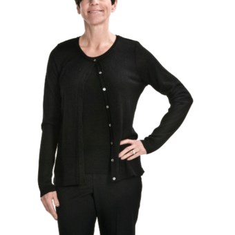 August Silk Warm Hand Cardigan Sweater - Lightweight (For Women)
