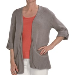 Kinross Cashmere Kinross Cotton Twist Pocket Cardigan Sweater - 3-Ply, 14-Gauge, 3/4 Sleeve (For Women)