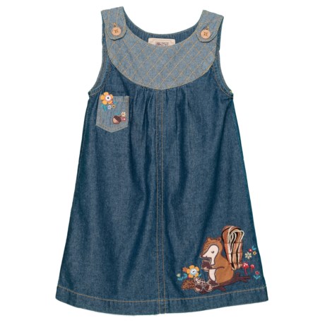 Arabella & Addison Embroidery Applique Denim Dress - Sleeveless (For Toddler and Little Girls)