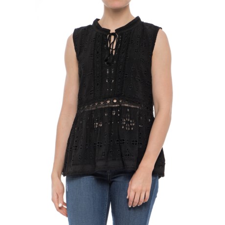 dylan Coquette Embroidered Challis Shirt - Sleeveless (For Women)