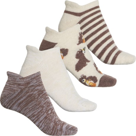 BORN OUTDOORS Bear Half-Cushion No Show Heel Tab Socks - 4-Pack, Below the Ankle (For Women)