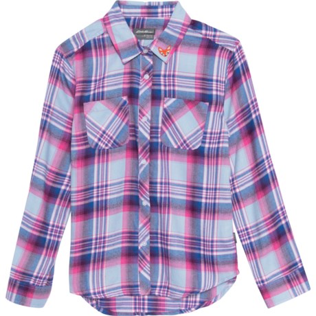 Eddie Bauer Big Girls Stine’s Favorite Plaid Flannel Shirt - Long Sleeve