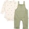 Rabbit + Bear Organics Infant Boys Baby Bodysuit and Overalls Set - Organic Cotton, Long Sleeve