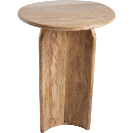 Made in India Round Top Wooden Side Table - 16x22”