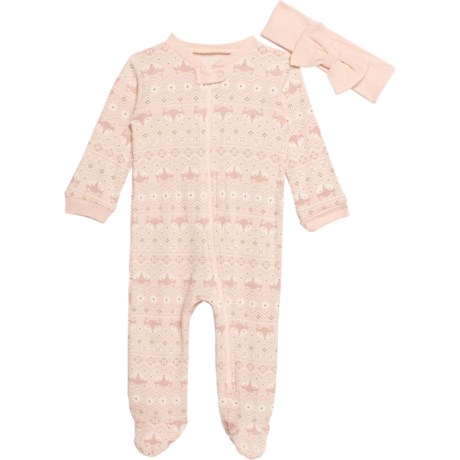 Kyle & Deena Infant Girls Footed Coverall and Headband Set - 2-Piece, Long Sleeve