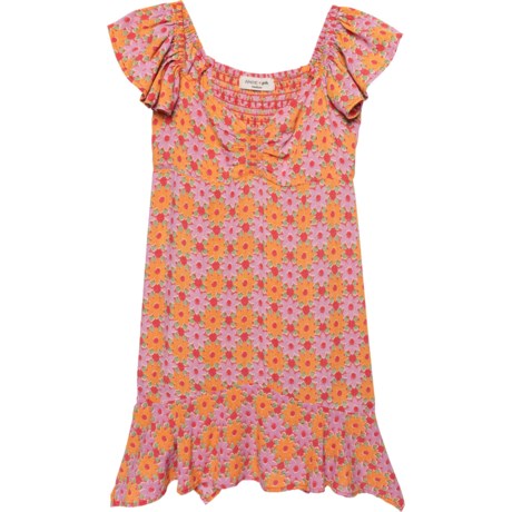 ANGIE'S DRESSES Big Girls Ruched Bodice Flounce Hem Dress - Short Sleeve