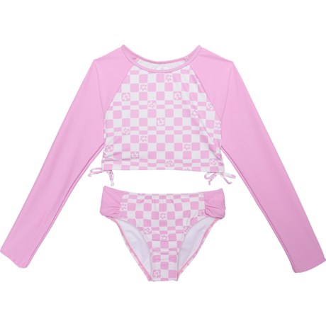 Roxy Big Girls Crop Rash Guard and Bikini Bottoms Set - UPF 50+, Long Sleeve