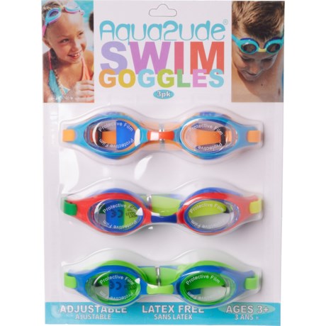 Aqua2ude Swim Goggles - 3-Pack (For Boys and Girls)